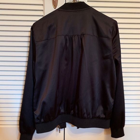 Black Embroidered Satin Bomber by Neiman Marcus - Picture 2 of 4